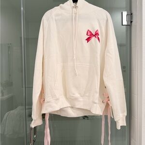 Fashion Nova Cream Sweater with Pink Bow